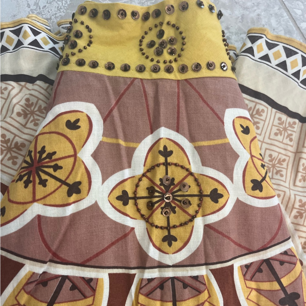 Anthropologie Beaded Bohemian Skirt in Brown and Yellow, size small - Picture 7 of 8